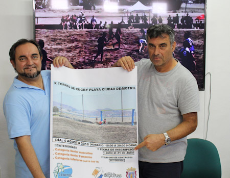 Miguel Ángel Muñoz y Emilio García en la presentación del X Torneo de Rugby Playa Ciudad de Motril