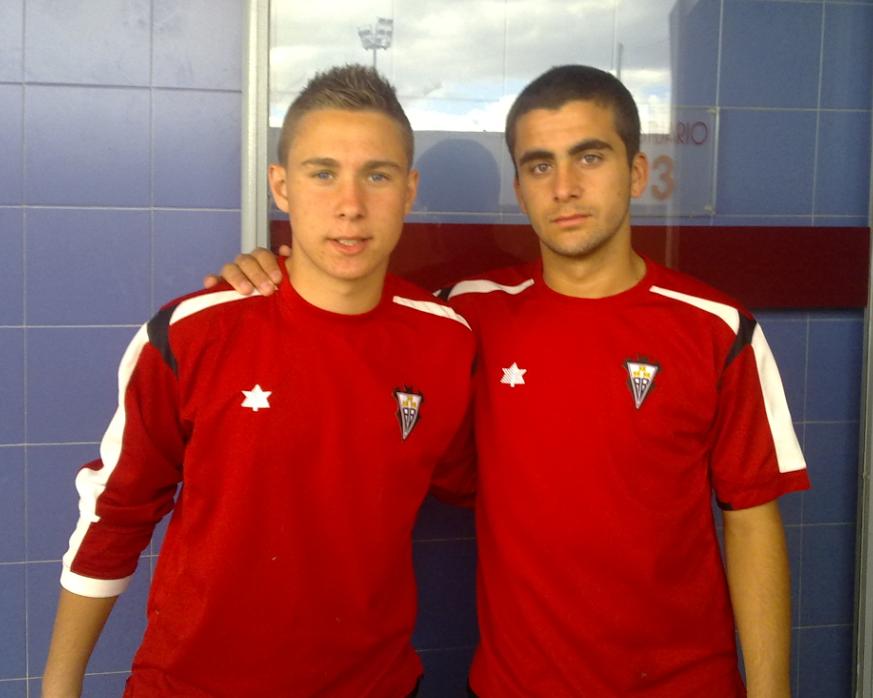 García (izq.) y Corral en un entrenamiento con el Albacete