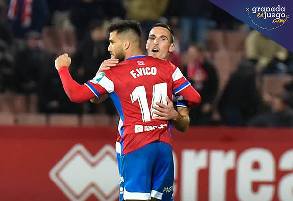 Fede Vico celebra el gol junto a Fede San Emeterio (JOSÉ M. BALDOMERO)