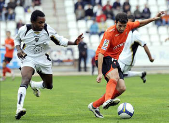 Kitoko en un partido con el Albacete de la pasada temporada