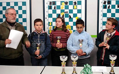 Podio de la categoría alevín en el Campeonato Escolar B (GRJ)