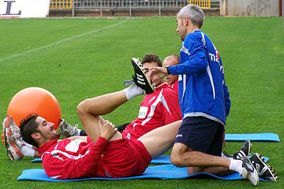 El rojiblanco Seco en el transcurso de un entrenamiento del primer equipo