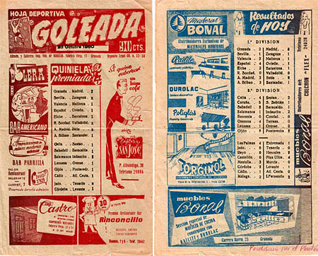 Hoja deportiva `Goleada` del 23 de octubre de 1960 (GRJ)