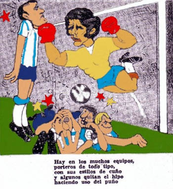 Caroca del Corpus 1973 en la que se representa a Ñito agrediendo a un jugador del Español