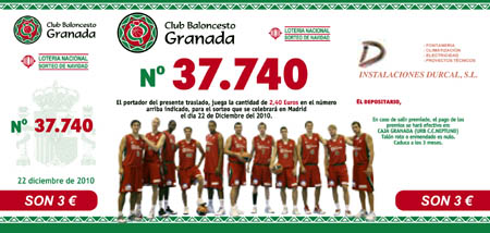 Una de las participaciones que el CB Granada ofrece a sus aficionados para el Sorteo de Navidad