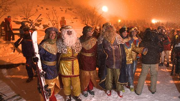 Los Reyes Magos en la estación de esquí
