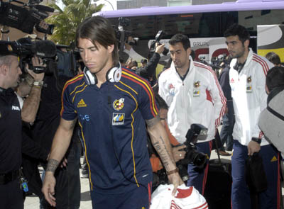 Sergio Ramos a su llega al Hotel Nazaríes (PACO AYALA)