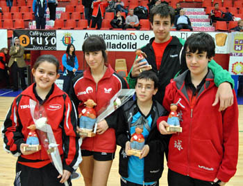 Los jugadores CajaGRANADA posando con los trofeos (GRJ)