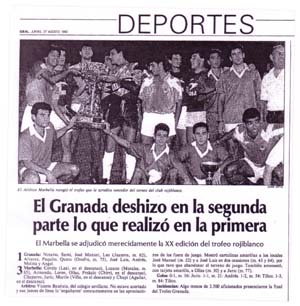 Recorte de prensa sobre el partido Granada - Marbella