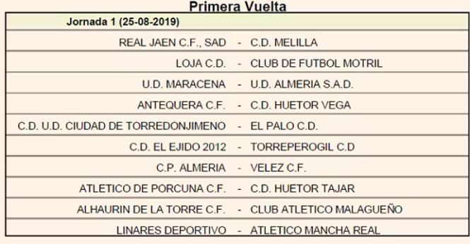 Primera jornada del Grupo IX de Tercera División (RFAF)