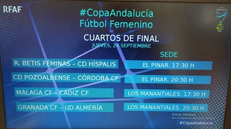 Emparejamientos de los cuartos de final de la Copa Andalucía (RFAF)