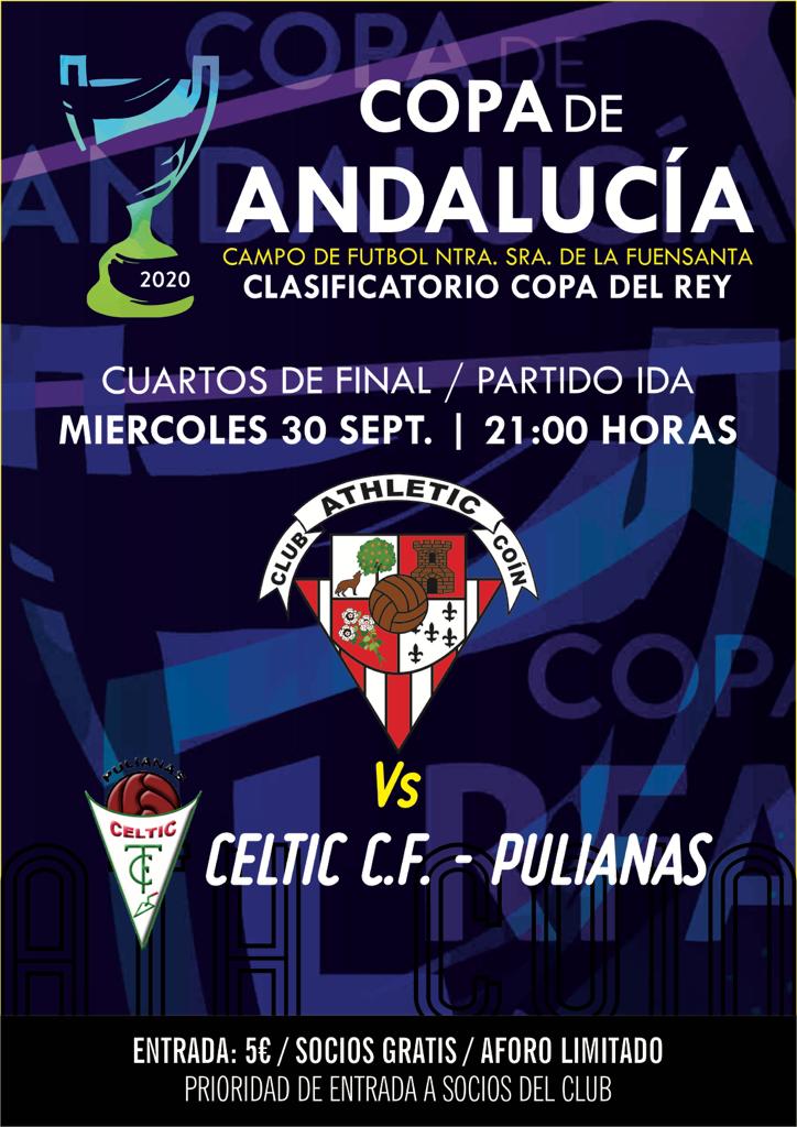 Cartel del partido de esta noche, donde el Céltic se medirá al Athletic Coín (CLUB ATHLETIC COÍN)
