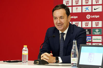 Antonio Fernández Monterrubio, durante la presentación de Nehuén Pérez esta mañana (GCF)