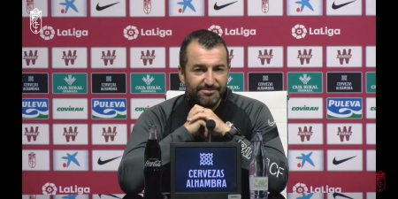 Diego Martínez, en la rueda de prensa previa al encuentro ante el Levante (GCF TV)