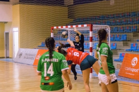 Una jugadora del Universidad de Granada intenta conseguir un gol (DEPORTES UGR) Una jugadora del Universidad de Granada intenta conseguir un gol (DEPORTES UGR)
