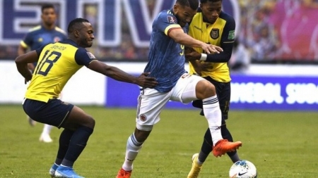 Luis Suárez, durante su debut con la selección de Colombia en la noche de ayer ante Ecuador (FCF)