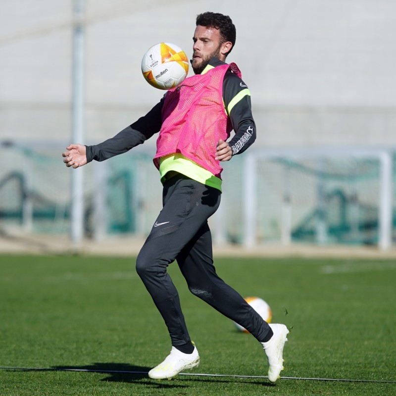 Quini, durante la sesión de esta mañana en la Ciudad Deportiva (PEPE VILLOSLADA / GCF)