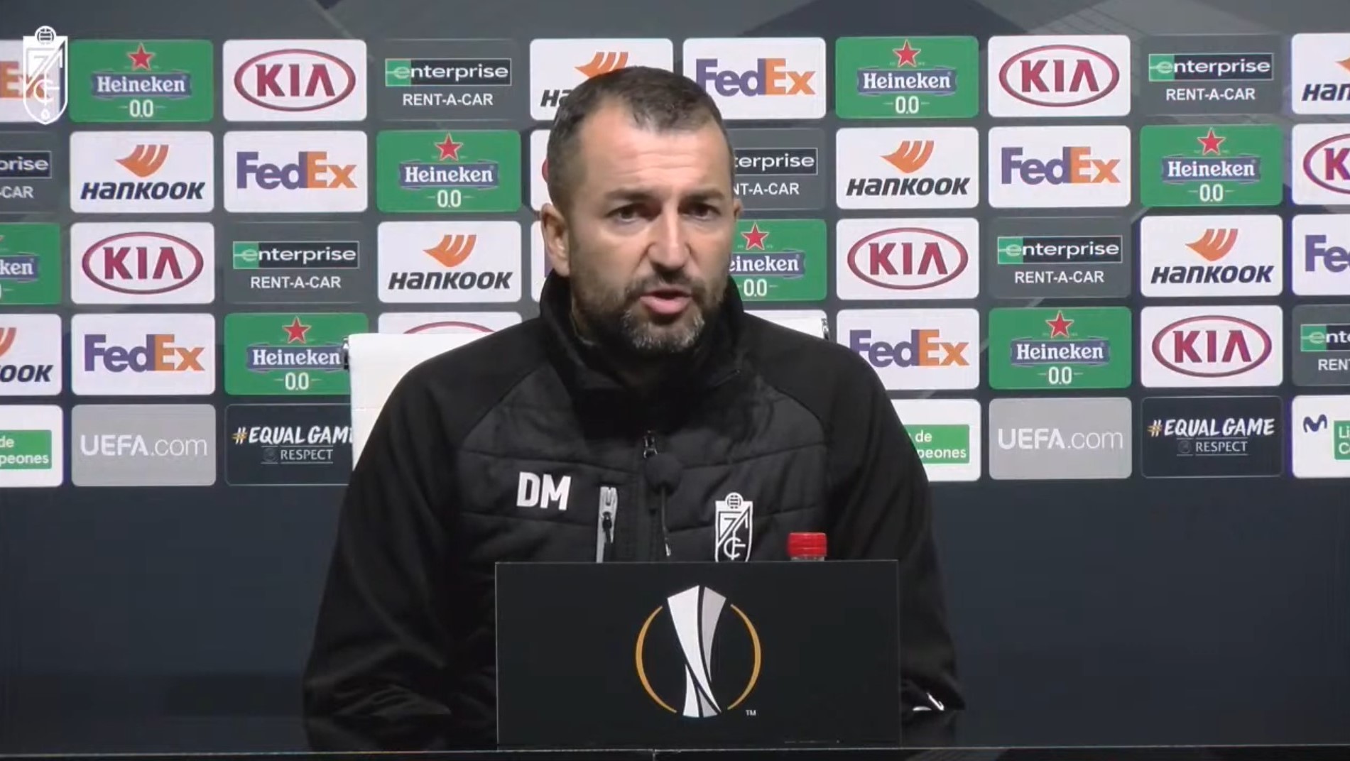 Diego Martínez, durante la rueda de prensa previa al choque de mañana ante el PSV (GCF TV)