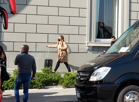 Patricia Rodríguez, a la llegada del club a su hotel de concentración (FRAN CALVO)