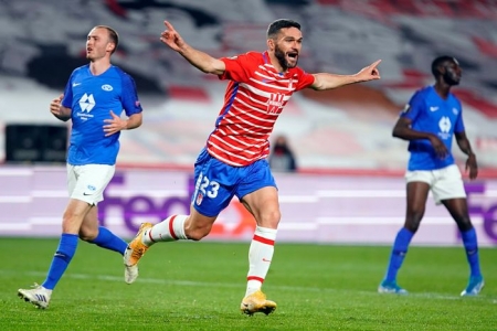 Jorge Molina celebra su gol ante el Molde (PEPE VILLOSLADA / GCF)