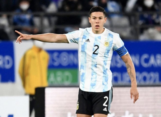 Nehuén Pérez, durante el partido de ayer con la Selección olímpica de Argentina (INSTAGRAM)