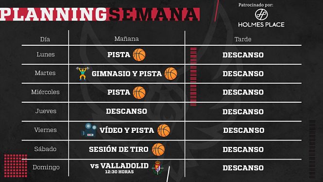Planning semanal del Coviran Granada (FUNDACIÓN CB GRANADA) 