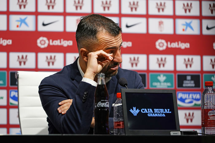 Diego Martínez, durante la comparecencia de prensa esta mañana (PEPE VILLOSLADA / GCF)