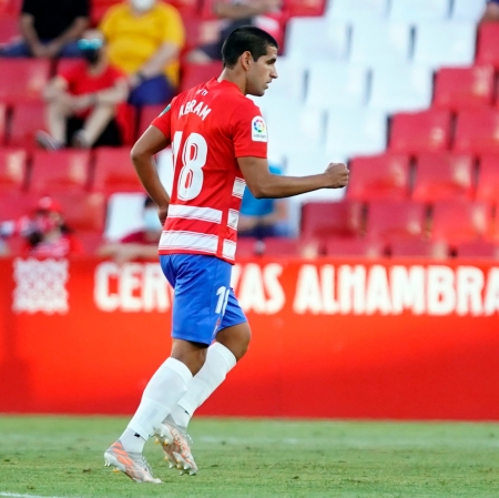 Luis Abram celebra su primer gol como rojiblanco (PEPE VILLOSLADA / GCF)