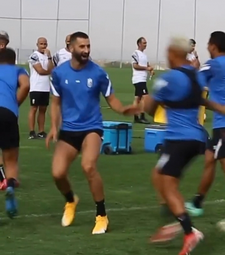 Gonalons, durante el entrenamiento de esta mañana en la Ciudad Deportiva (GCF) Gonalons, durante el entrenamiento de esta mañana en la Ciudad Deportiva (GCF)