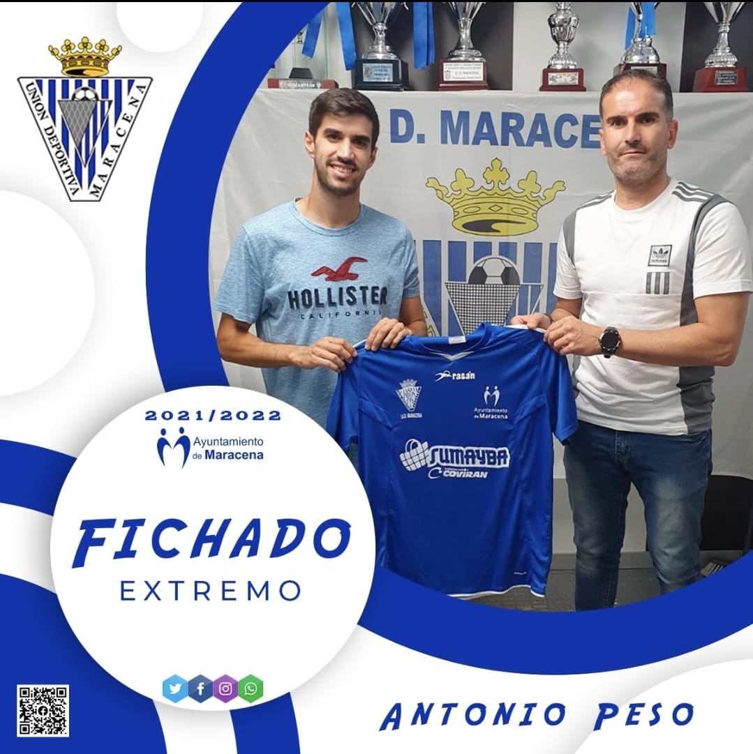 Antonio Peso con en su presentación como jugador del Maracena