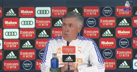 Carlo Ancelotti, durante la rueda de prensa previa al partido contra el Granada (REAL MADRID TV)
