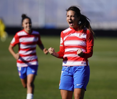 Laura Pérez celebra su gol ante el Cacereño en el último minuto (PEPE VILLOSLADA / GCF) Laura Pérez celebra su gol ante el Cacereño en el último minuto (PEPE VILLOSLADA / GCF)