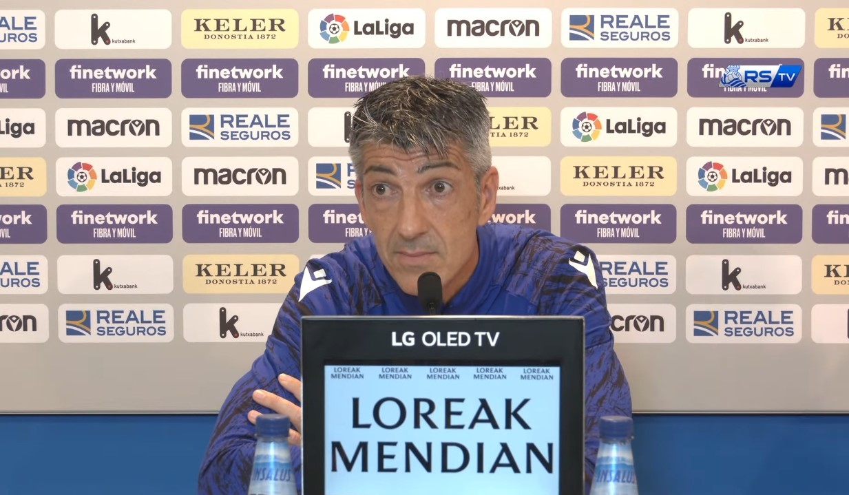 Imanol Alguacil, en la rueda de prensa previa al partido frente al Granada (REAL SOCIEDAD TV)