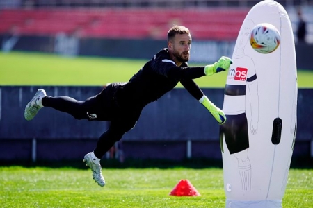 Aarón Escandell, durante un entrenamiento en la Ciudad Deportiva (PEPE VILLOSLADA / GCF) Aarón Escandell, durante un entrenamiento en la Ciudad Deportiva (PEPE VILLOSLADA / GCF)