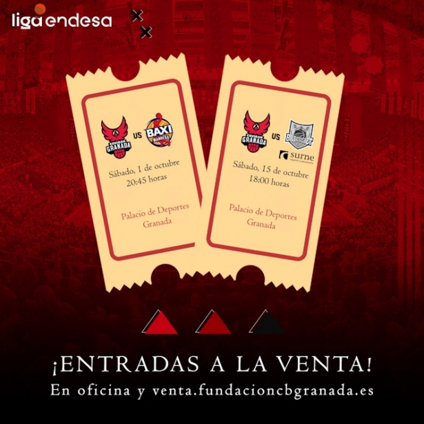A la venta las entradas para los dos primeros partidos en ACB (FUNDACIÓN CB GRANADA) A la venta las entradas para los dos primeros partidos en ACB (FUNDACIÓN CB GRANADA)