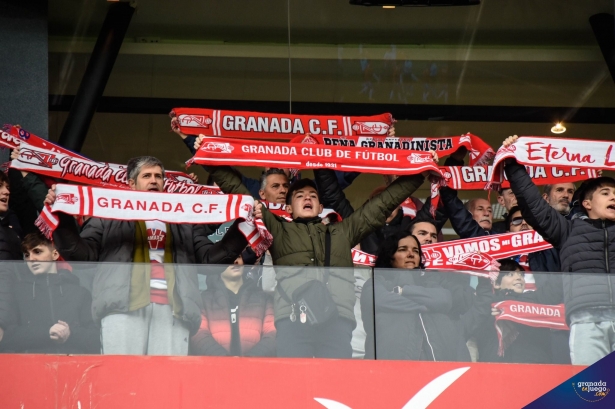 Aficionados del Granada en las gradas del `Nuevo Los Cármenes` durante un anterior partido (JOSÉ M. BALDOMERO)