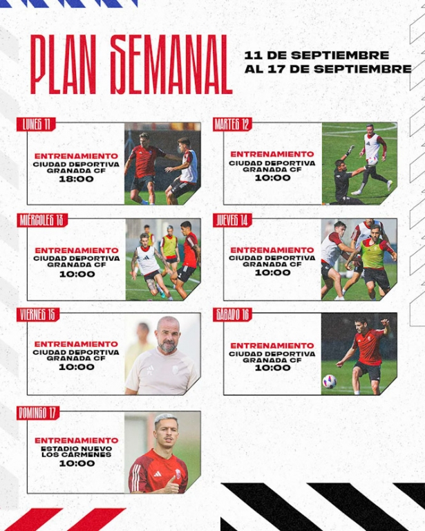Planning semanal del Granada CF (GRANADA CF) Planning semanal del Granada CF (GRANADA CF)