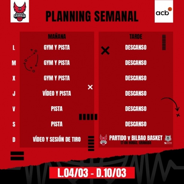 Planning semanal del Coviran Granada (FUNDACION CB GRANADA)