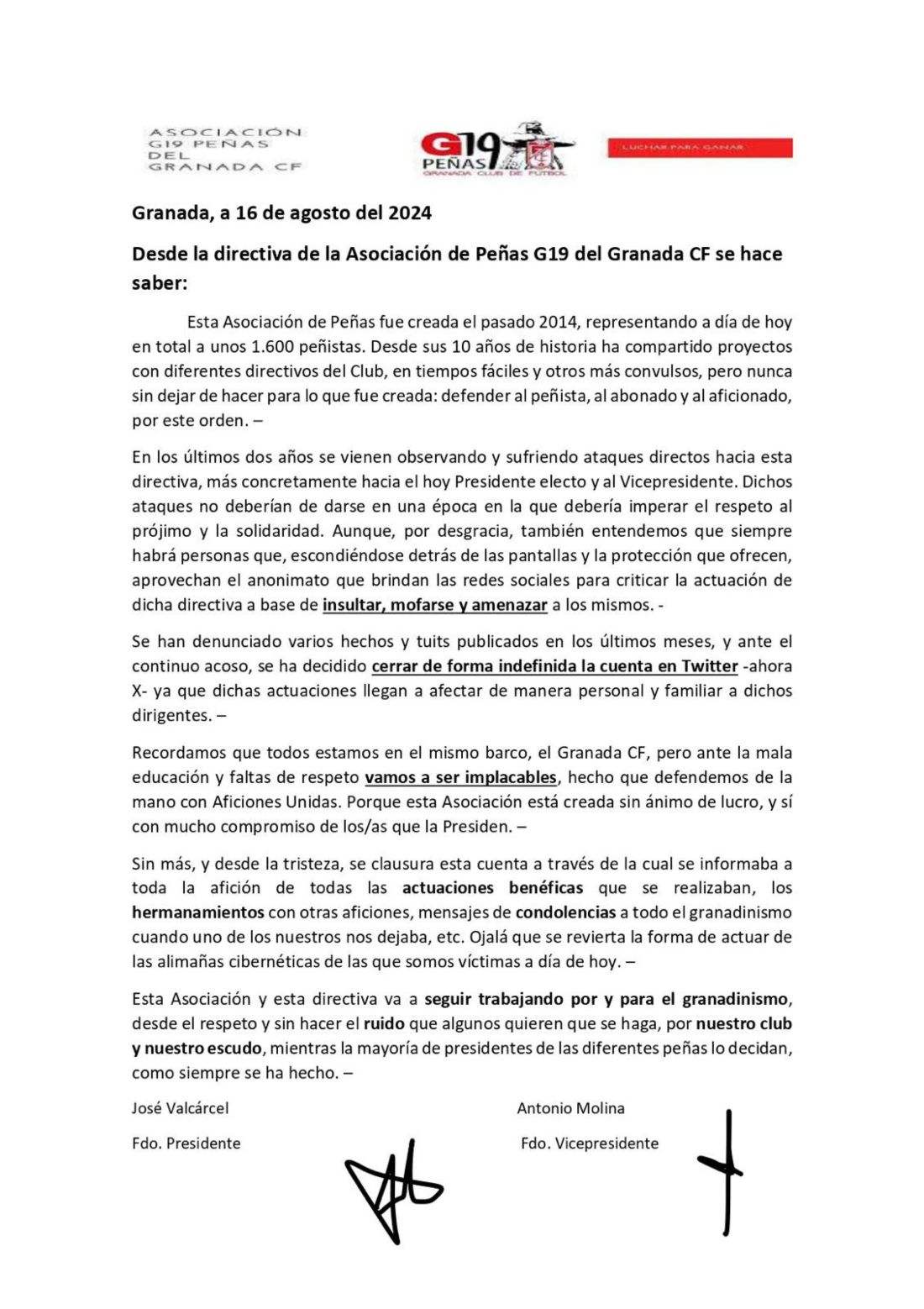El G19 se `silencia` en X 