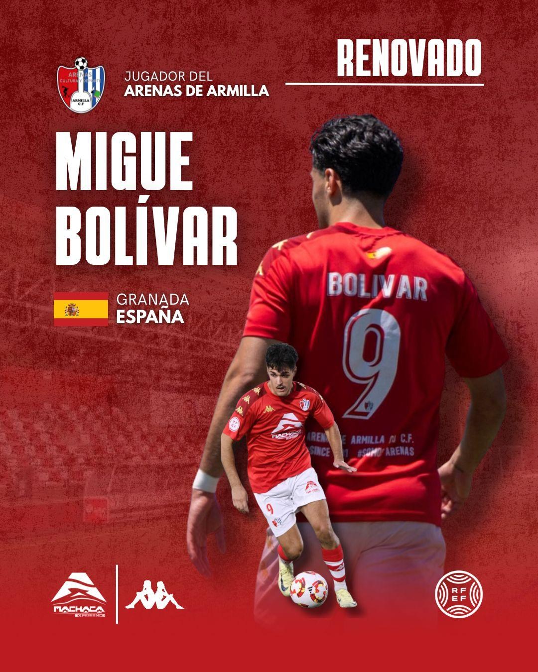 El Arenas seguirá contando con los goles de Bolívar (ARENAS OFICIAL)