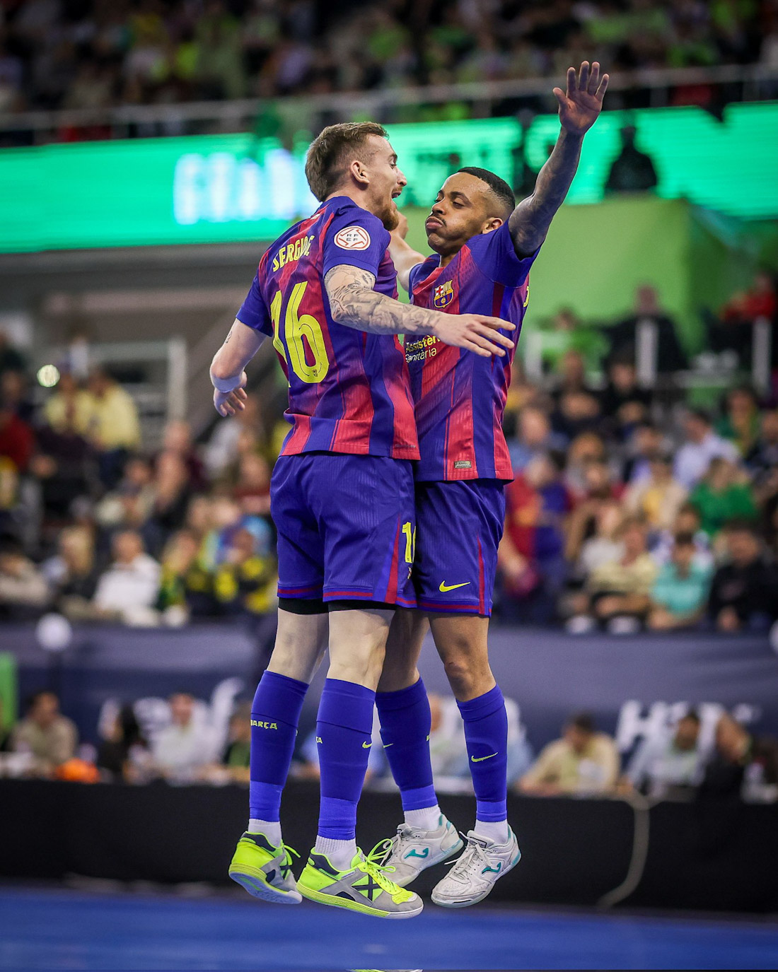 El FC Barcelona celebra uno de sus goles (FCB FUTSAL)