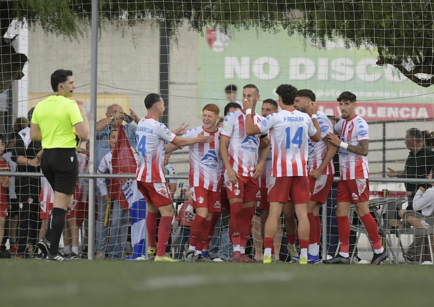Los jugadores del Arenas de Armilla celebran el tanto de Salvatierra (GPMEDIA)