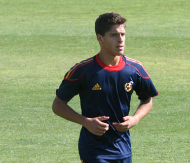 Marín durante un entrenamiento con el combinado nacional 