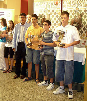 Los premiados en la categoría Sub16 en Granada