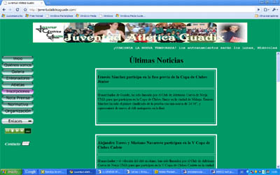 Detalle de la portada de la página web de la Juventud Atlética de Guadix (GRJ)